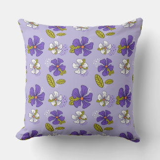 Spring Floral Pattern in Purple  Throw Pillow