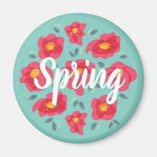 Spring Floral Pattern Pink Petals Custom Text Magnet