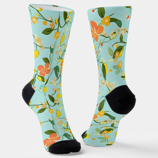 Spring Floral Pattern Socks (Angled)