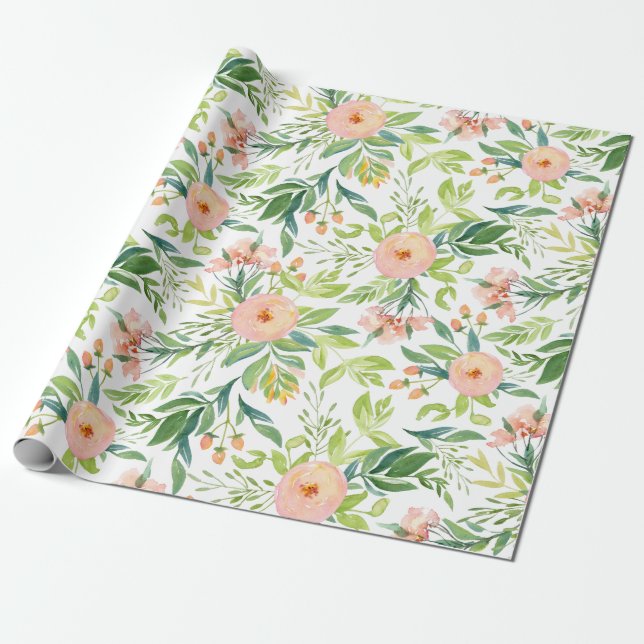 Spring Floral Pattern Wrapping Paper (Unrolled)