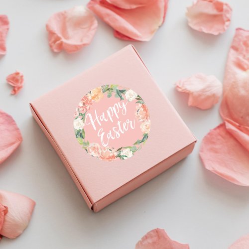 Spring Floral Peach Blush Easter Classic Round Sticker