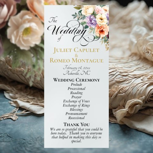 Spring Floral - Pearl White Wedding Program