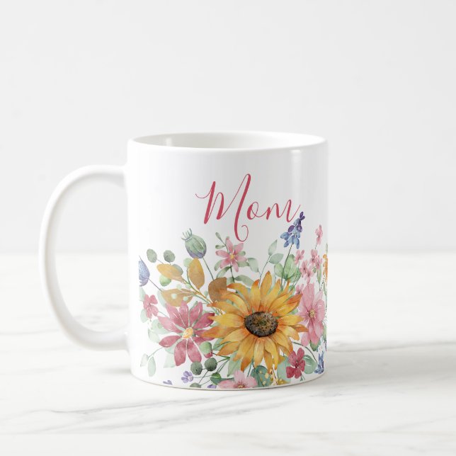 Spring Floral Personalized Mom   Coffee Mug (Left)
