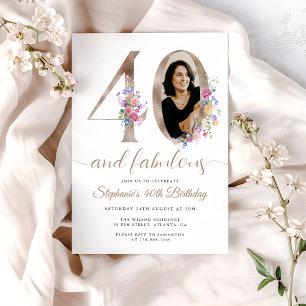 Spring Floral Photo 40th Birthday Invitation