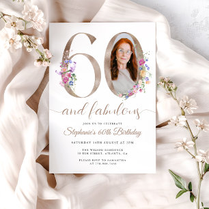 Spring Floral Photo 60th Birthday Invitation