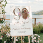 Spring Floral Photo 90th Birthday Welcome Poster<br><div class="desc">Elegant 90th Birthday Welcome Sign with Photo | Floral & Gold Accents Welcome guests to your milestone celebration with this stunning 90th birthday welcome sign, featuring delicate watercolor florals and elegant gold accents. Designed to highlight your personalized photo, this sign adds a warm, personal touch to your event entrance. Whether...</div>