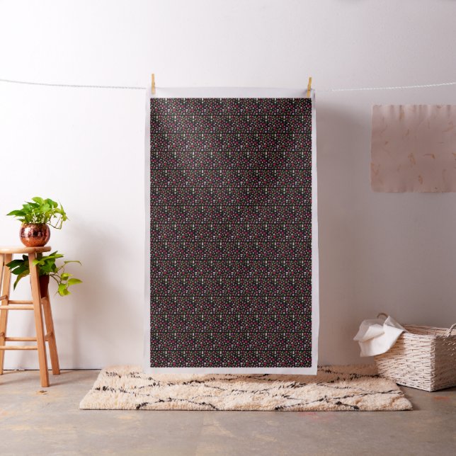 Spring Floral Photo Print Black Background Poplin Fabric (In Situ)