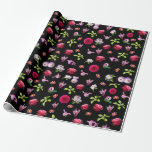 Spring Floral Photo Print Black Background Wrap Wrapping Paper