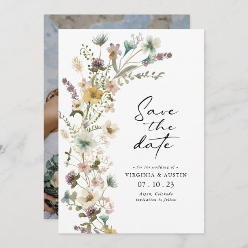 Spring Floral Photo Save The Date Card