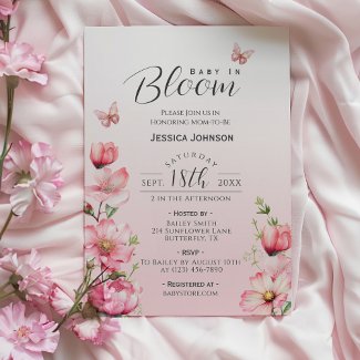 Spring Floral Pink Baby in Bloom Girl Baby Shower