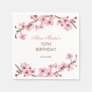 Spring Floral Pink Cherry Blossom Birthday  Napkins