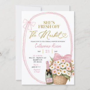 Spring Floral Pink Coquette Daisy Bridal Shower Invitation