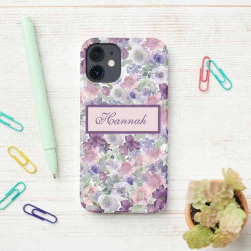 Spring Floral Pink Purple Lavender Garden  iPhone 12 Mini Case