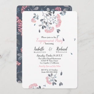 Spring floral pink watercolor Engagement Party Invitation