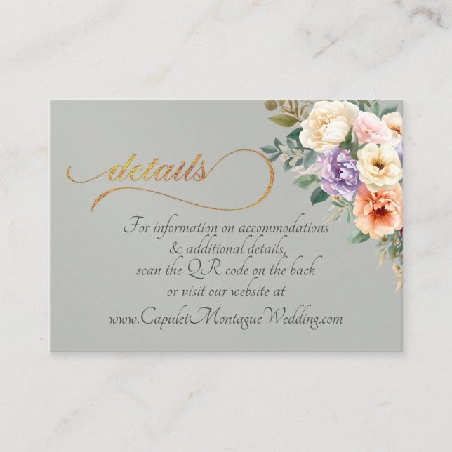 Spring Floral, QR Code - Sage Enclosure Card (Front)
