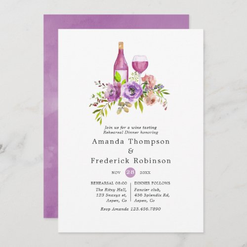 Spring Floral Rehearsal Dinner Wine Tasting Invitation