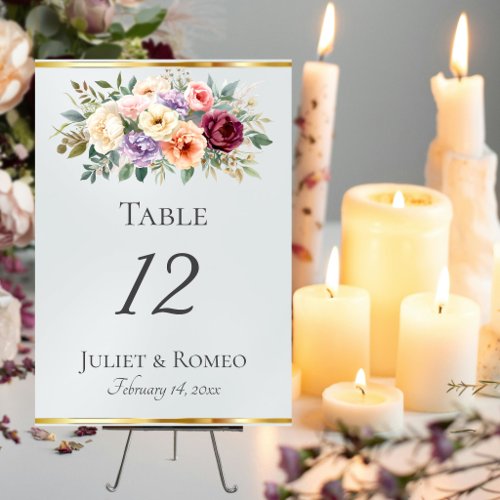 Spring Floral &amp; Ribbon - Pearl White Table Number