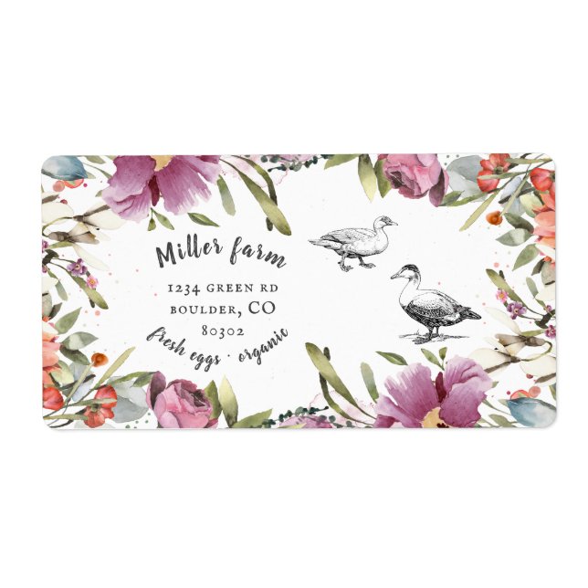 spring floral rustic script duck Egg Carton Label (Front)