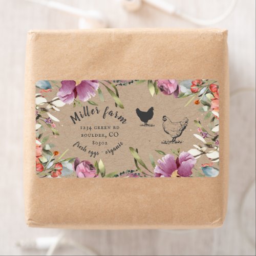 Spring Floral Rustic Script Egg Carton Label