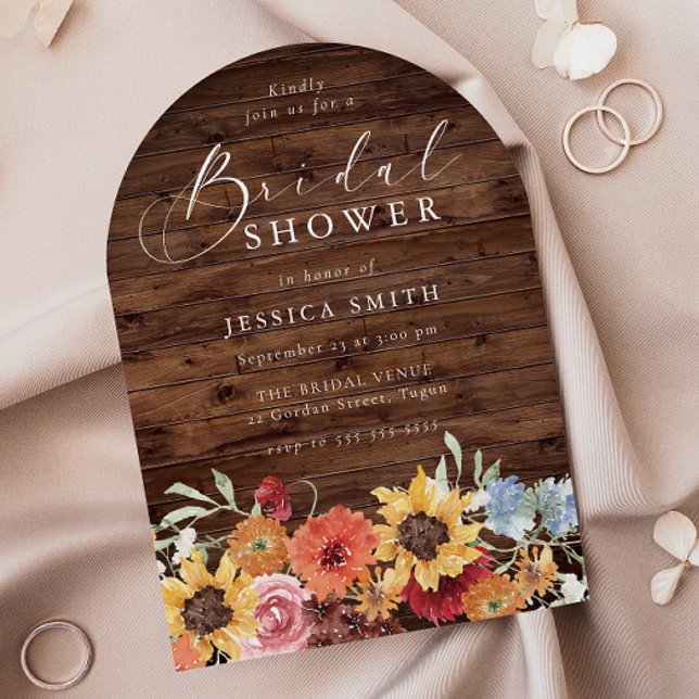 Spring Floral Rustic Wood Modern Bridal Shower  Invitation (Creator Uploaded)