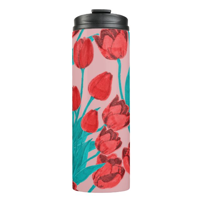 Spring floral seamless pattern with hand drawn tul thermal tumbler (Front)