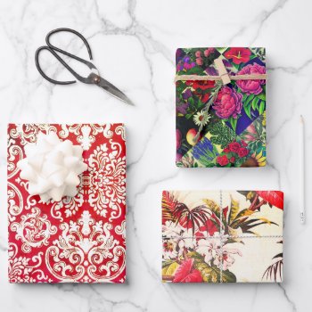 Spring Floral Sets  Woodbury & Hollywood Floral Wrapping Paper Sheets by RafiMetzDesign at Zazzle