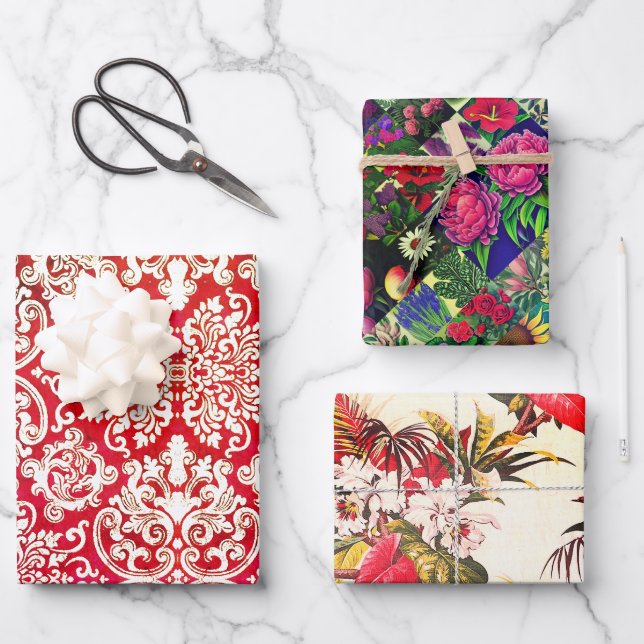 Spring Floral Sets, Woodbury & Hollywood Floral Wrapping Paper Sheets (Front)
