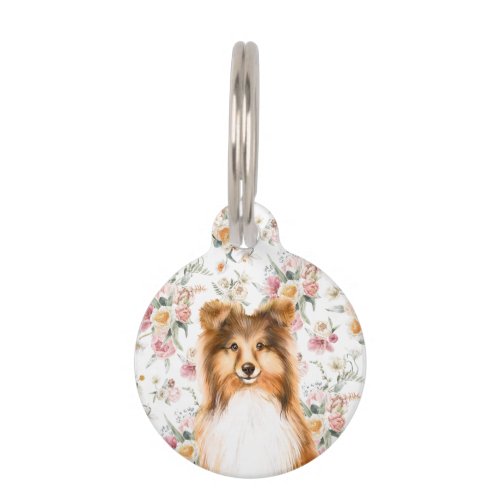Spring Floral  Shabby Chic  Personalized Pe Pet ID Tag
