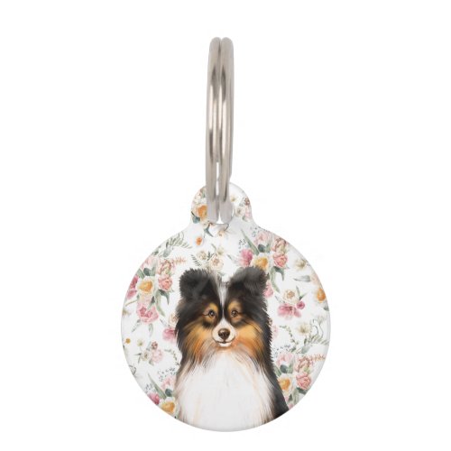 Spring Floral  Shabby Chic  Personalized Pe Pet  Pet ID Tag