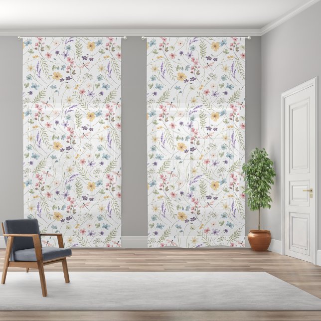 Spring Floral  Sheer Curtains (Wide)