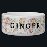 Spring Floral Sheltie | Shabby Chic | Personalized Bowl<br><div class="desc">This pretty bowl features a watercolored spring floral background. You can personalize with your dog's name.</div>
