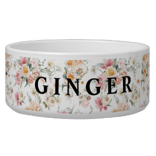 Spring Floral Sheltie   Shabby Chic   Personalized Bowl