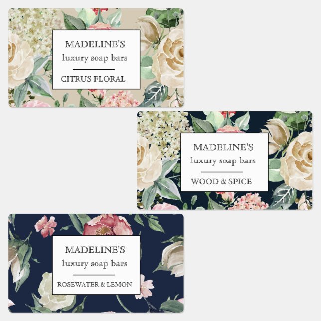 spring floral soap bars elegant adhesive labels (Group)