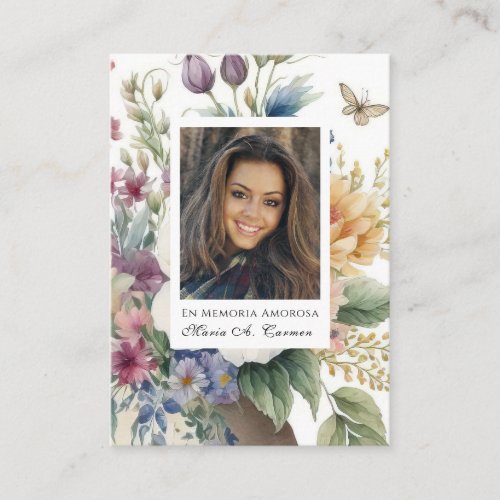 Spring  Floral Spanish Funeral Prayer  Place Card