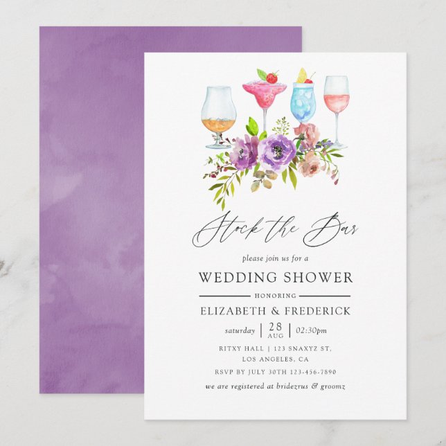 Spring Floral Stock the Bar Invitation (Front/Back)