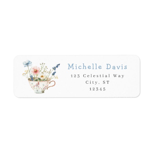 Spring Floral Tea Party Address Label (Front)
