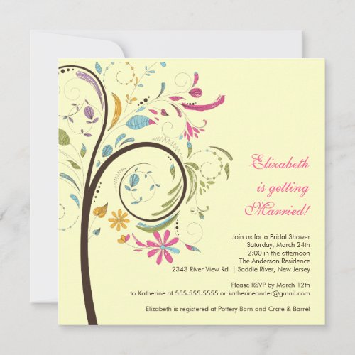 Spring Floral Tree Bridal Shower Invitation