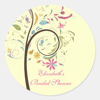 Spring Floral Tree Bridal Shower Sticker by celebrateitinvites at Zazzle