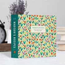 Spring floral tulip field yellow & green flowers  3 ring binder