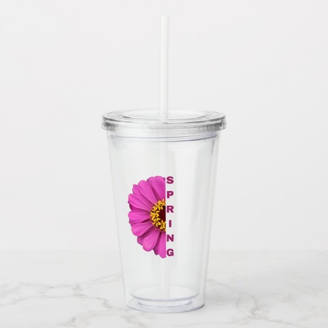 Spring Floral Tumbler | Spring Acrylic Tumbler (Front)