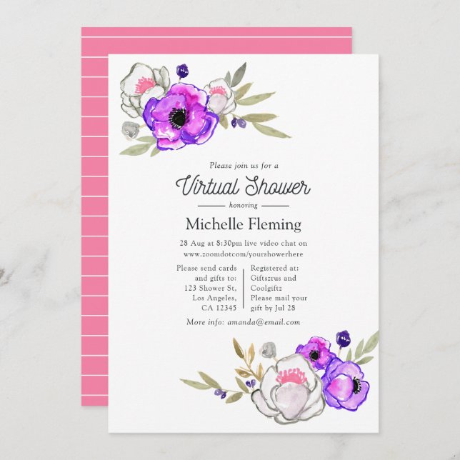 Spring Floral Virtual Shower Invitation (Front/Back)