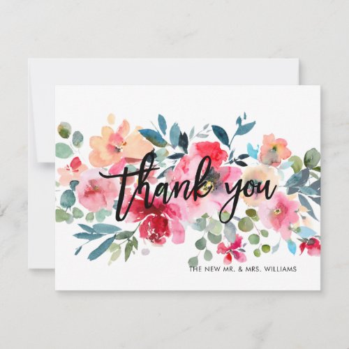 Spring Floral Watercolor Bouquet Thank You Cards