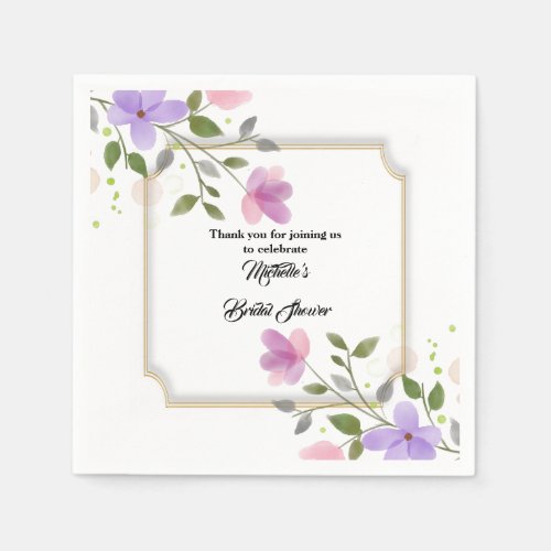Spring floral watercolor bridal shower celebration napkins