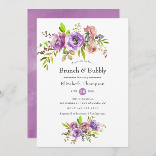 Spring Floral Watercolor Brunch and Bubbly Invitation