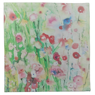 Spring floral watercolor cloth napkin