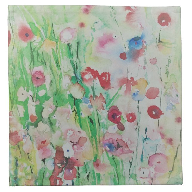 Spring floral watercolor cloth napkin (Front)