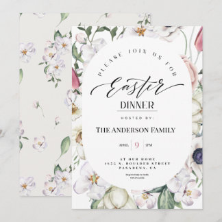 Spring Floral Watercolor Easter Dinner Invitation