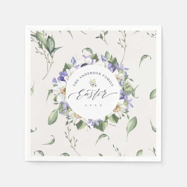 Spring Floral Watercolor Easter Napkins (Front)