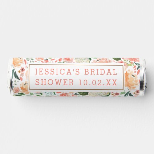 Spring Floral Watercolor Peach Bridal Shower Breath Savers Mints