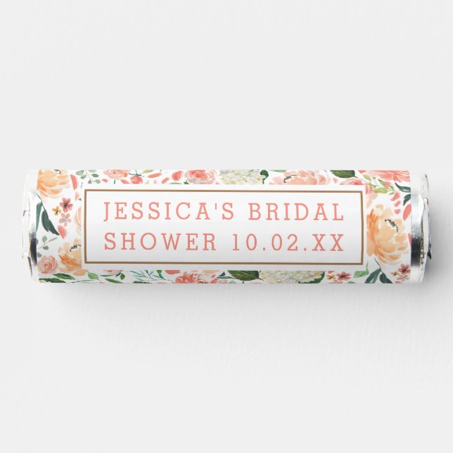 Spring Floral Watercolor Peach Bridal Shower Breath Savers® Mints (Front)